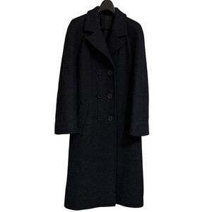 Prada Double Breasted Chester Coat 42 Black X Gray Ladies Used